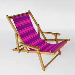 [ Thumbnail: Purple & Deep Pink Colored Lined/Striped Pattern Sling Chair ]