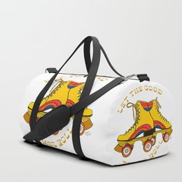 Retro Rainbow Roller Skates Let The Good Times Roll Yellow Duffle Bag