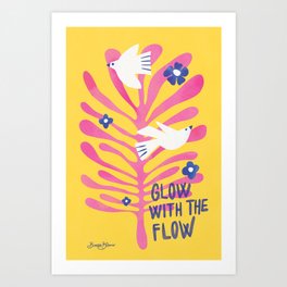Glow with the flow - Yellow abstract Birs Art Print