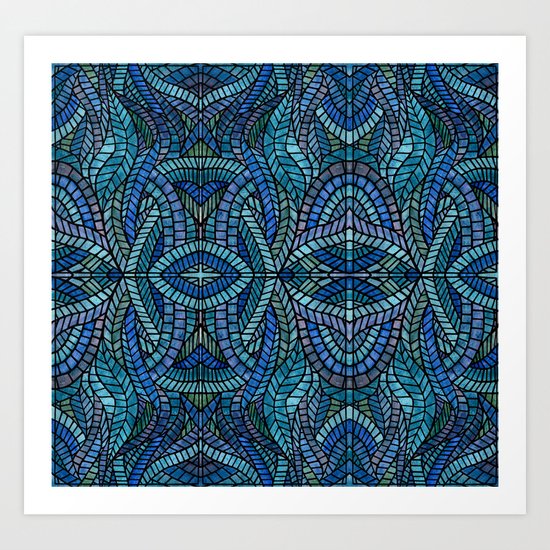 Blue Geometric Mosaic Art Print
