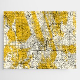 Akron USA - Yellow City Map Jigsaw Puzzle