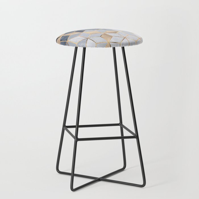 Soft Blue Grant Cubes Bar Stool By Elisabethfredriksson Society6 Soft Blue Grant Cubes Bar Stool