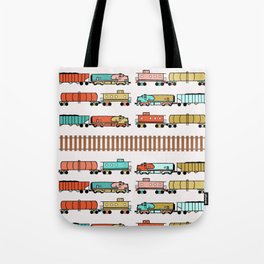 Rainbow Freight Trains Tote Bag