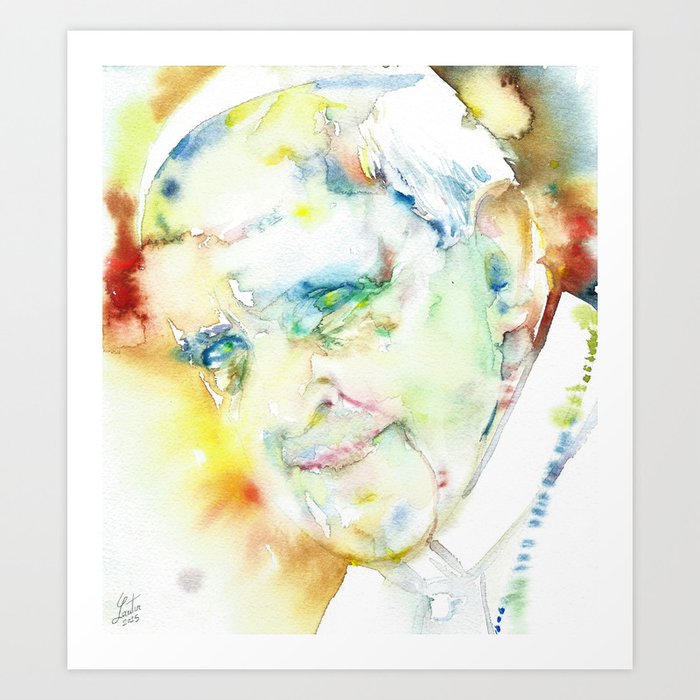 POPE FRANCIS - watercolor portrait.2 Art Print