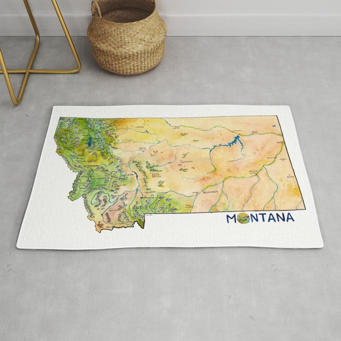 Montana Painted Map Rug