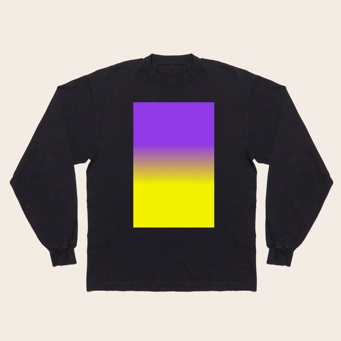 Neon Purple and Neon Yellow Ombr Shade Color Fade Long Sleeve T