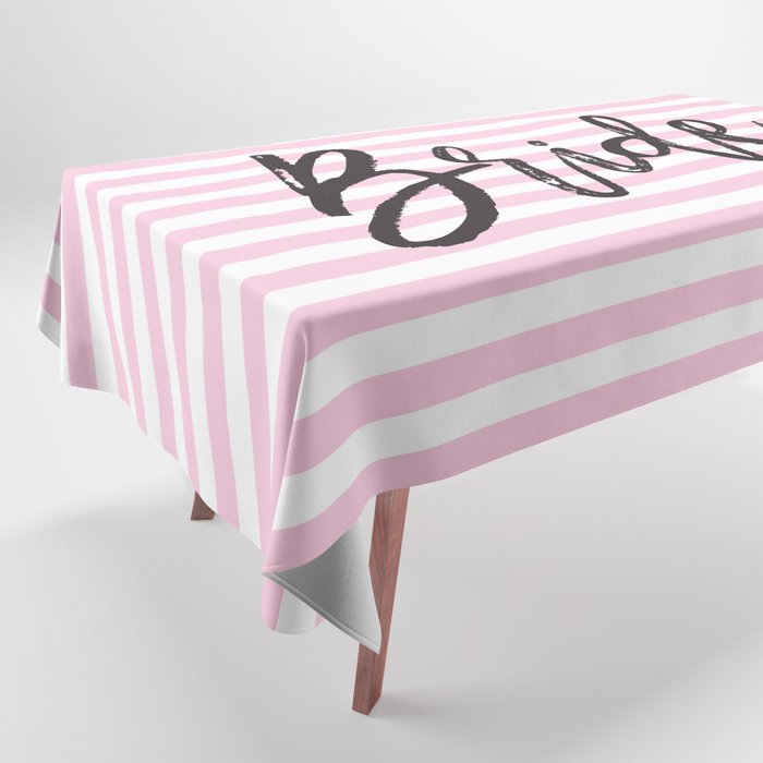 Bride Pink and White Stripes Tablecloth