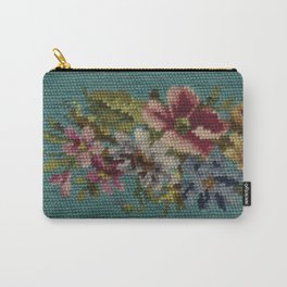 floral needlepoint Carry-All Pouch | Photo, Homedecor, Summer, Boho, Vintagedesigns, Floral, Kidsroom, Shabbychic, Nature, Needlepoint 