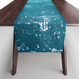 Blue Ocean Waves Abstract Water Pattern Table Runner