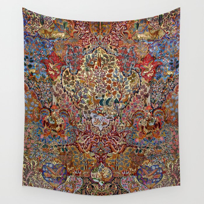 Enchanting Antique Nature Kashmar  Wall Tapestry