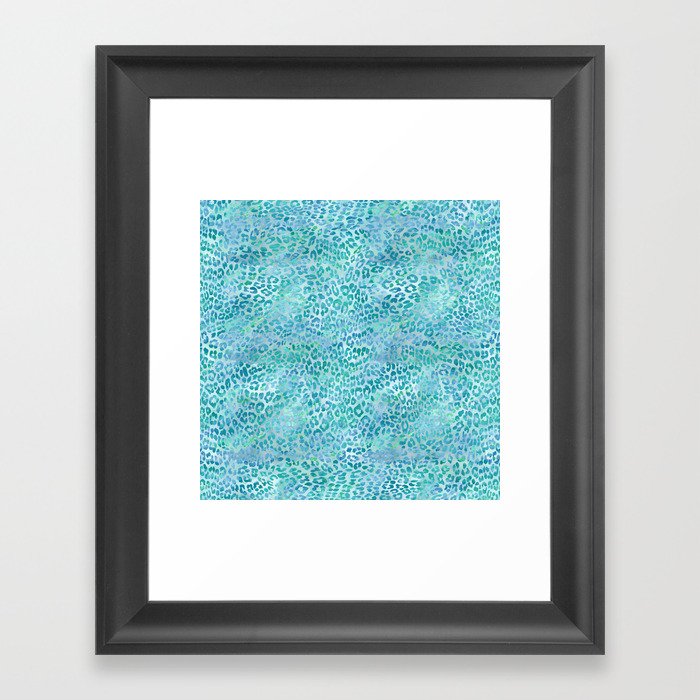 Blue Leopard Print Framed Art Print