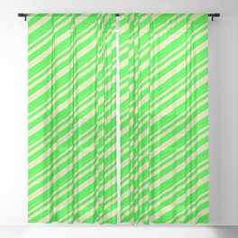 [ Thumbnail: Pale Goldenrod and Lime Colored Stripes/Lines Pattern Sheer Curtain ]