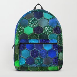 Blue & green geometric hexagonal elegant & luxury pattern Backpack