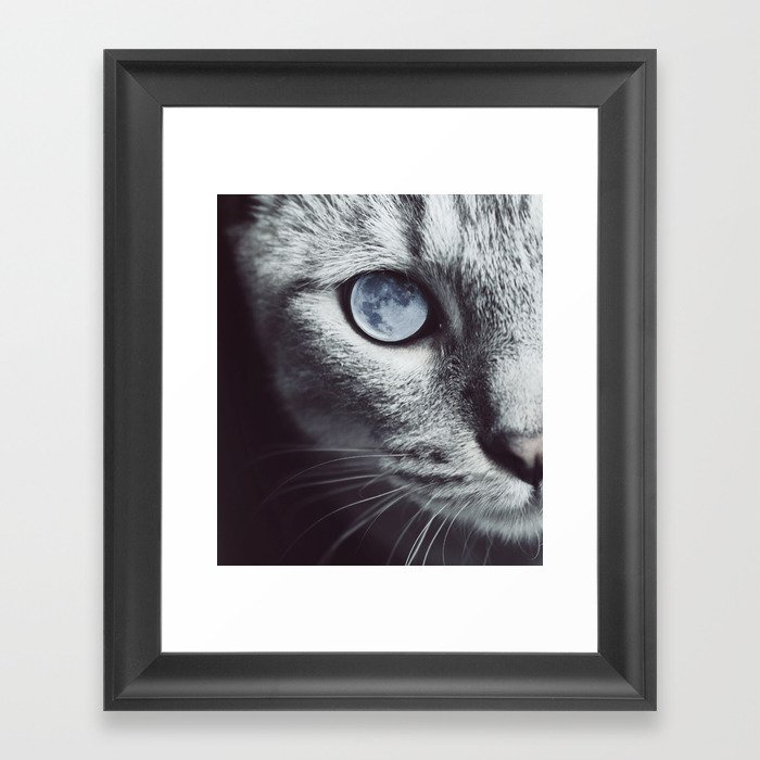 Moon cat Framed Art Print