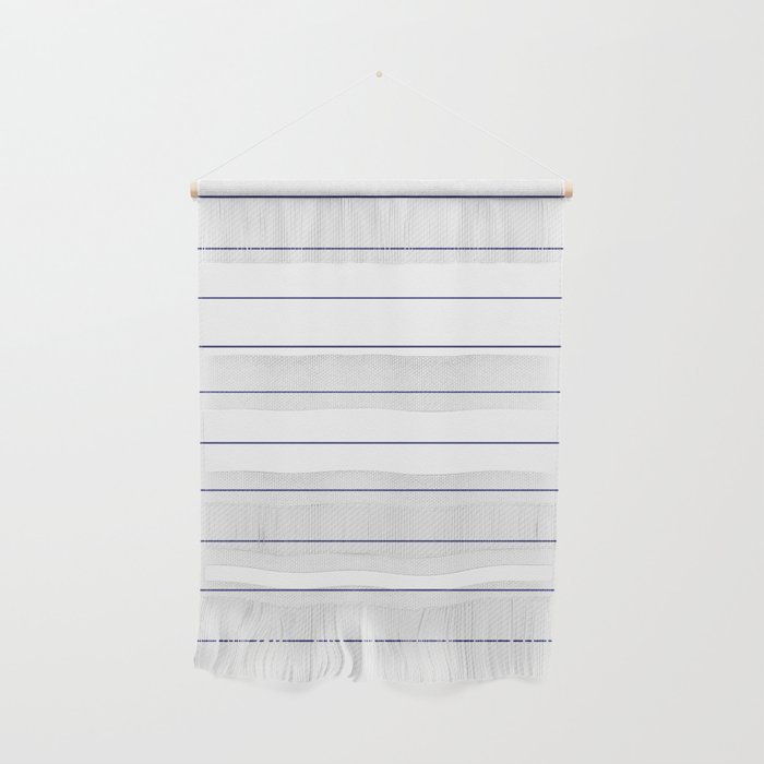 Nautical navy blue pinstripes on white Wall Hanging