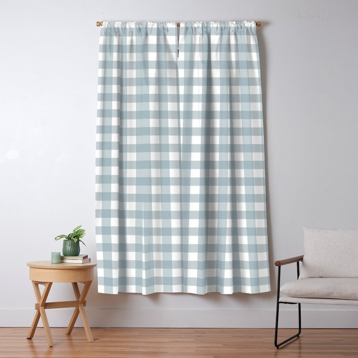 Dusty Blue Gingham Blackout Curtain By Haileydesigns Society6