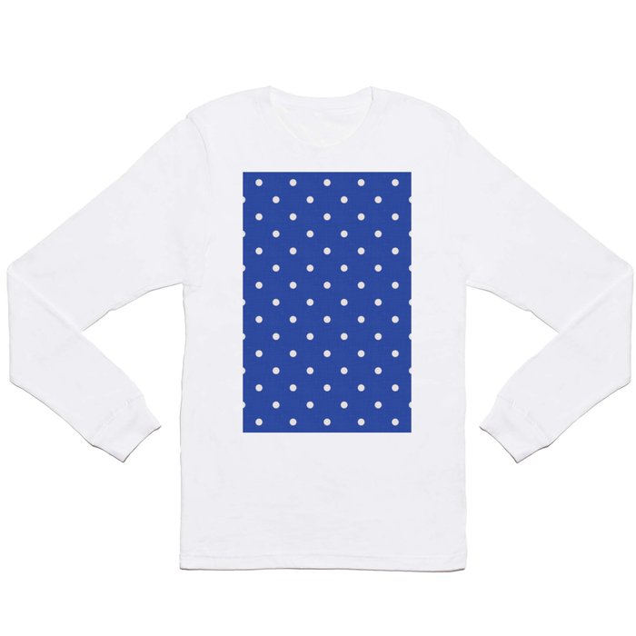 Small Polka Dots on Vintage Blue Long Sleeve T Shirt