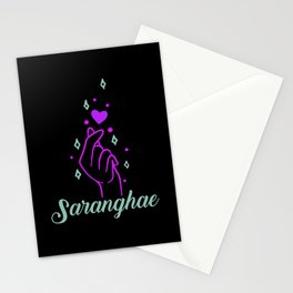 Saranghae Korean Heart K Pop Heart Finger Stationery Card