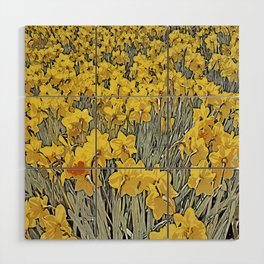 Field of yellow daffodils abstract picture color art Wood Wall Art