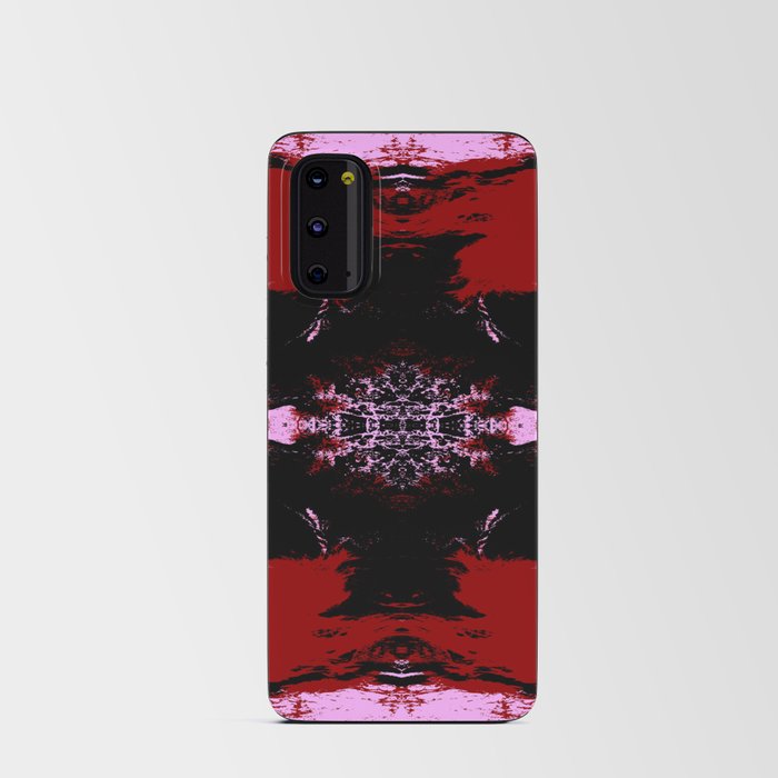 Hisagiku - Pink Red Black Abstract Boho Batik Butterfly Ink Blot Mandala Art Android Card Case