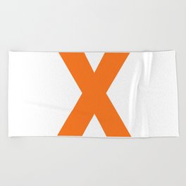 letter X (Orange & White) Beach Towel