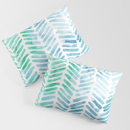 Handpainted Chevron pattern - light green and aqua - stripes Pillow Sham