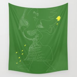 The Bride with Yellow Flower Wall Tapestry
