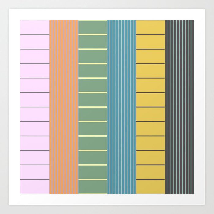 Pastel Retro Stripes Art Print