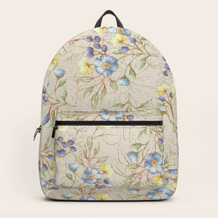 yellow floral backpack