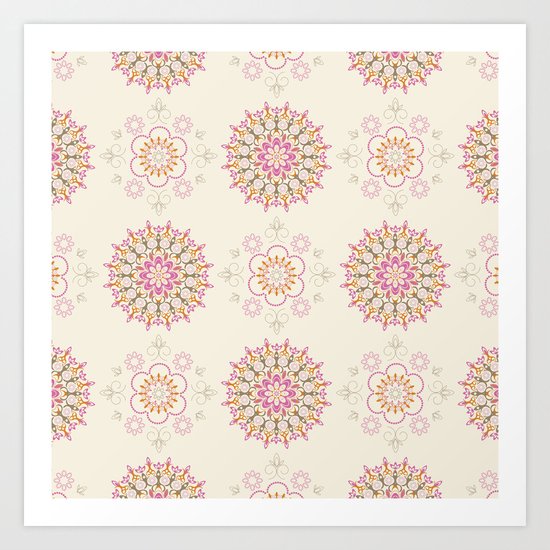 Folky Medallions Art Print
