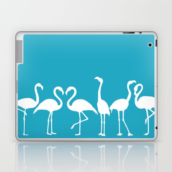 Flamingo Silhouettes Cerulean and White Laptop & iPad Skin