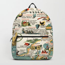 1935 Vintage Pictorial Map of New Jersey Backpack