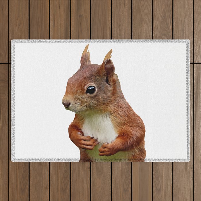 Squirrel Head Illustration Outdoor Rug