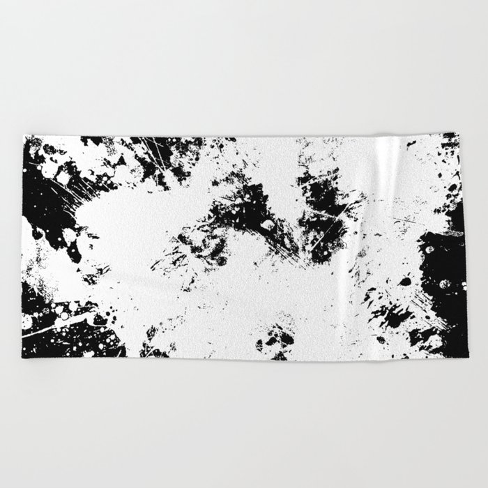 Spilt White Textured Black And White Abstract Painting Beach Towel By Printpix Society6