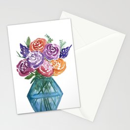 Watercolor Flowers Stationery Card