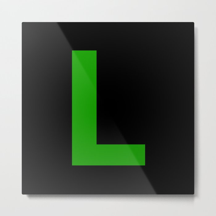 Letter L (Green & Black) Metal Print