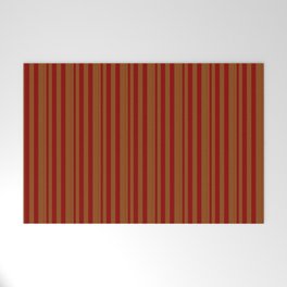 [ Thumbnail: Dark Red & Brown Colored Lined/Striped Pattern Welcome Mat ]
