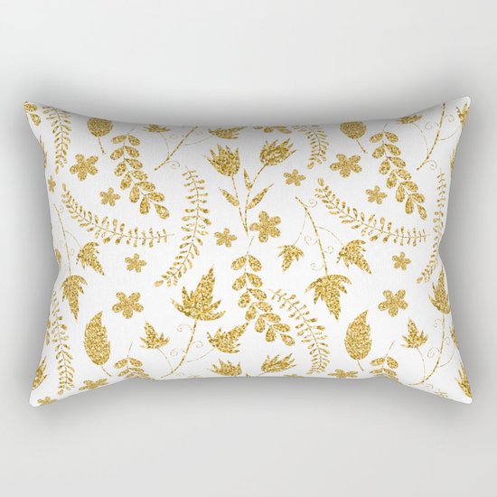 Gold flowers Rectangular Pillow