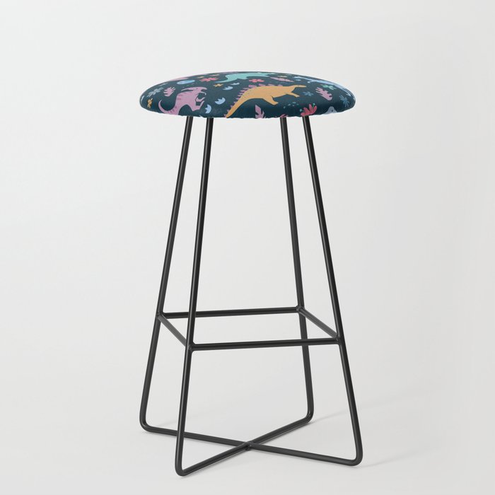 Dinosaur + Flowers Pattern Bar Stool