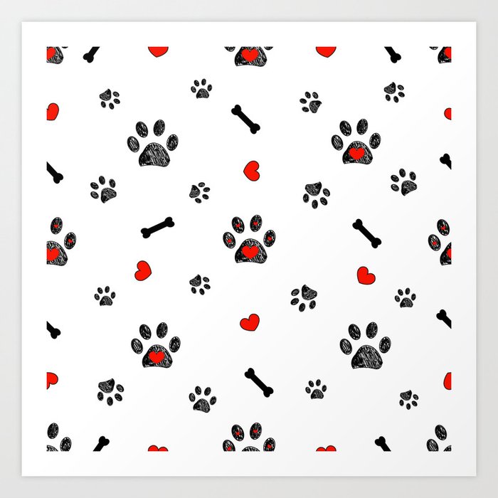 Dog paw print made of red heart Art Print by gulsengunel