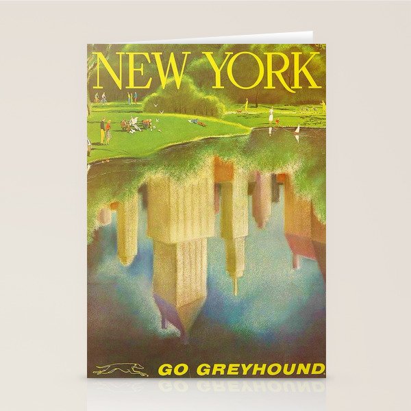 1952 Go Greyhound New York City Central Park Poster Stationery Cards by