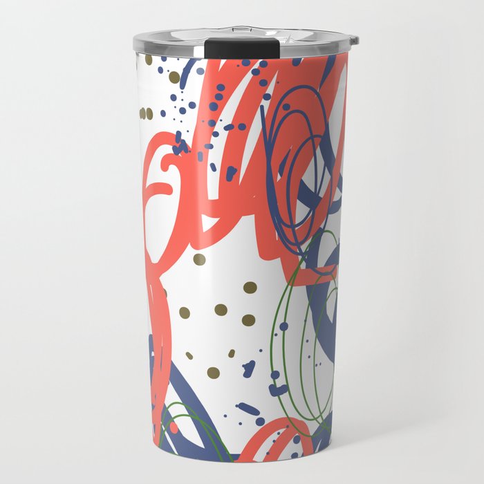 Modern Doodle Abstract Pattern Travel Mug