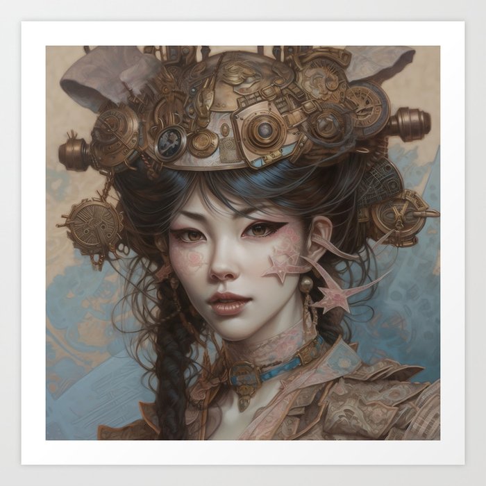 Steampunk geisha Art Print