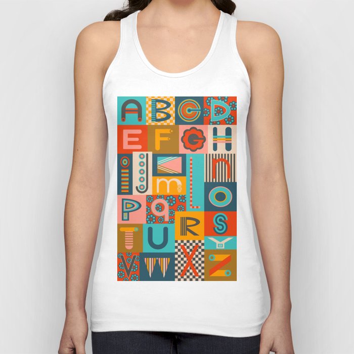 GEOMETRIC ABCs Mid-Century Alphabet Lettering Tank Top