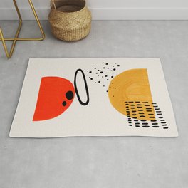 Planets Collide Yellow & Orange Mid Century Modern Colorful Minimalist Shapes Patterns by Ejaaz Hani Rug