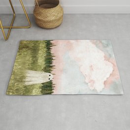 Cotton candy skies Rug | Grass, Painting, Spring, Pine, Sky, Forest, Cute, Haunt, Digital, Meadow 