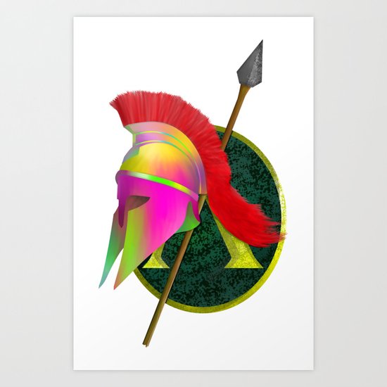 Spartan Helmet Colorful Art Print