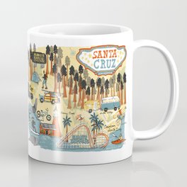 Santa Cruz California Illustrated Map Coffee Mug