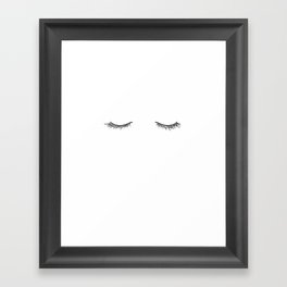 Minimal Line Drawing of Sleeping Eyes Framed Art Print