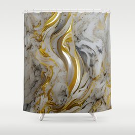 Silver and Gold Marble Shower Curtain